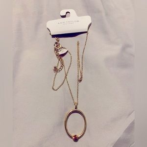 Ann Taylor long chain necklace in gold with topaz stone nwt